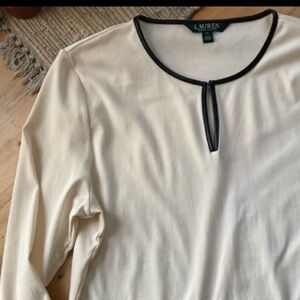 Ralph Lauren black faux leather trim shirt Sz XL